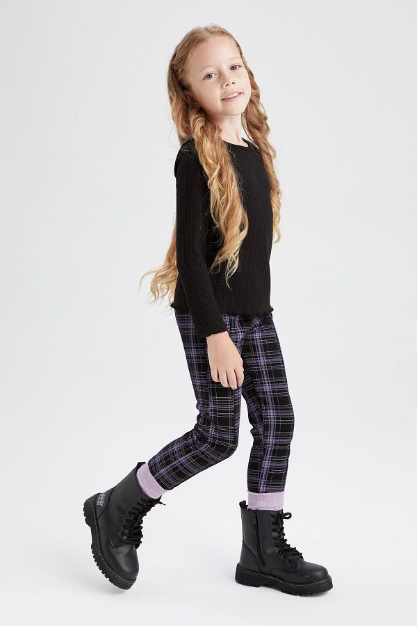 DeFacto-Girl's Checkered Long Tights 1