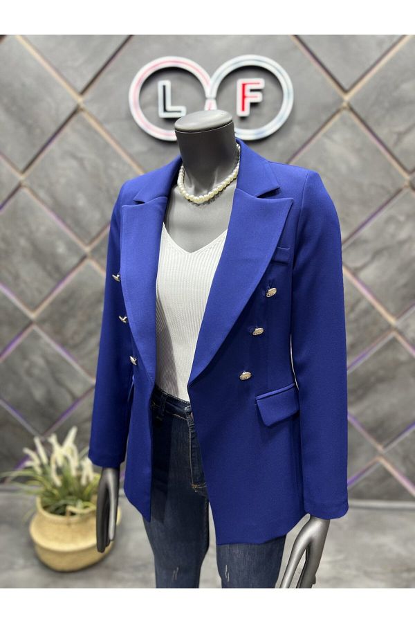 nodilife Balmain Blazer Jacket Navy Blue Trendyol