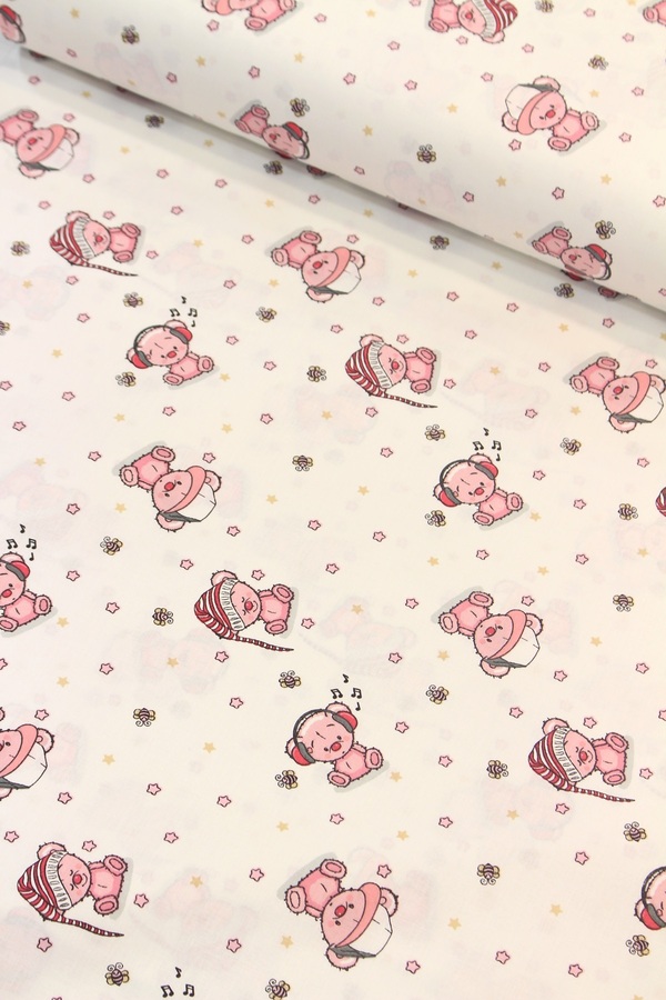 Zorlu Tekstil Pembe Uykusu Ayıcık Nevresimlik Poplin Kumaş