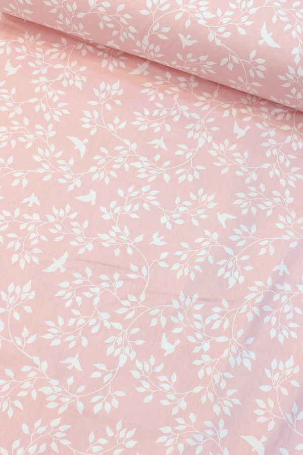 Camelia Bebe Pembe Sarmaşık Nevresimlik Poplin Kumaş