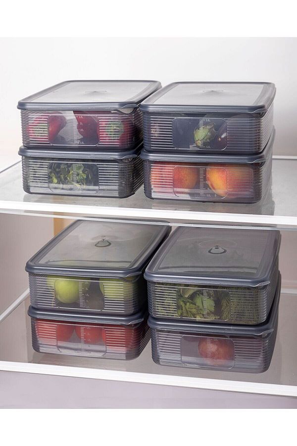 Tinsmith-Large Size Rectangular Food Storage Container Set with 6 Leak Proof Indicators 3.5 Lt ANTHRACITE 1