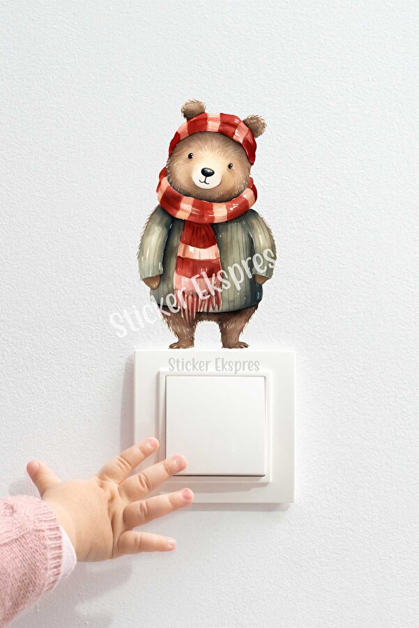 Sticker Ekspres Sevimli Ayıcık K13 Yılbaşı Yeni Yıl Priz Sticker