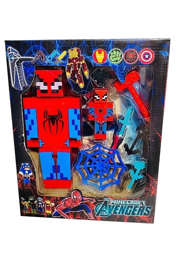 MINECRAFT-Spiderman Giant Size Total 8 Pieces 19cm Giant Size And Small Size Spiderman Figure Toy 1