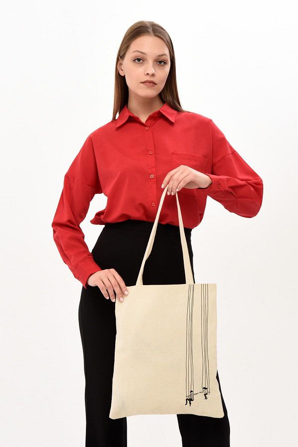 C nar Bez Canta Swing Printed Raw Cloth Bag ONE SIDE Trendyol