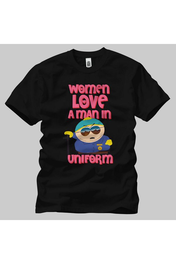 Built By Crazy-Unisex Cartman Woman Love A Man In Uniform T-Shirt 1