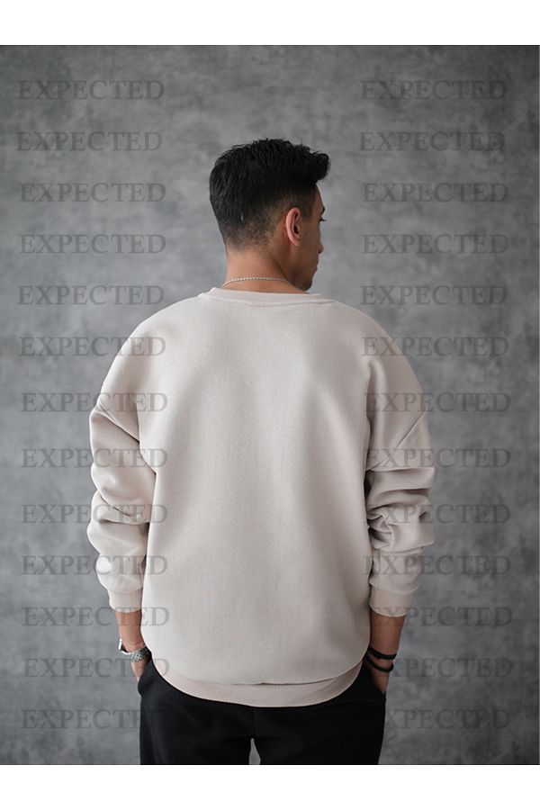 EXPECTED Men s Printed Rose Gold 3 Thread Thick Sweatshirt Trendyol