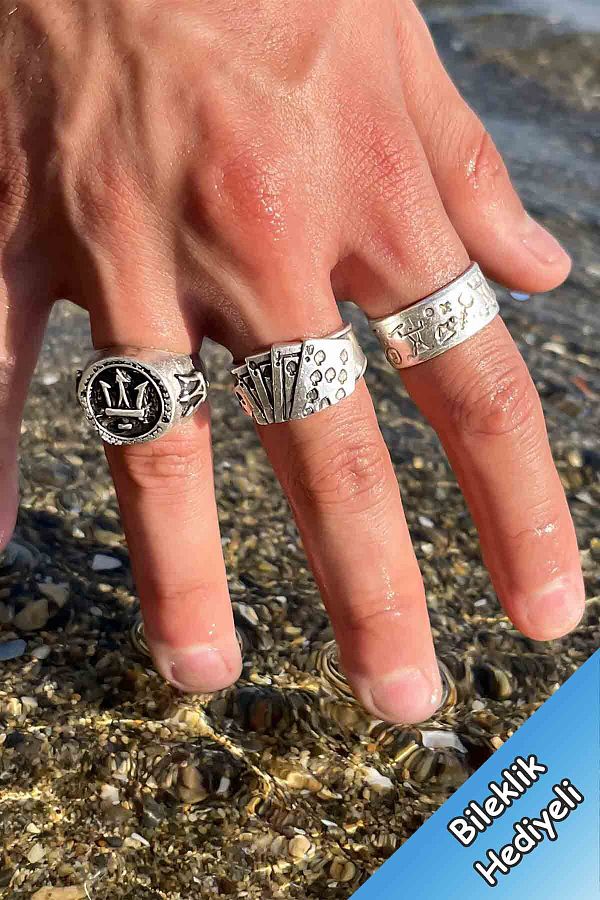Mens silver on sale ring set