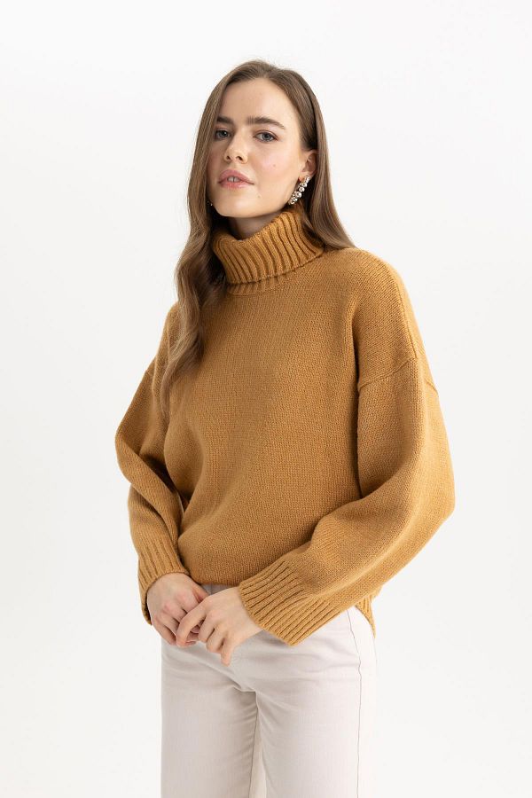 DeFacto-Oversize Fit Turtleneck Sweater Tunic A6445ax23cw 1