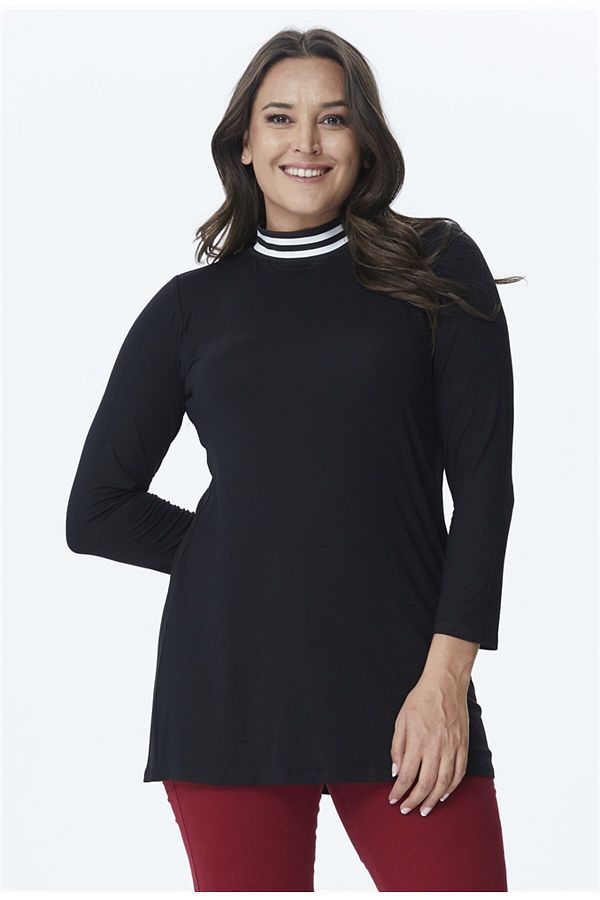 MYLİNE-Ribbed Collar Knitted Tunic 1