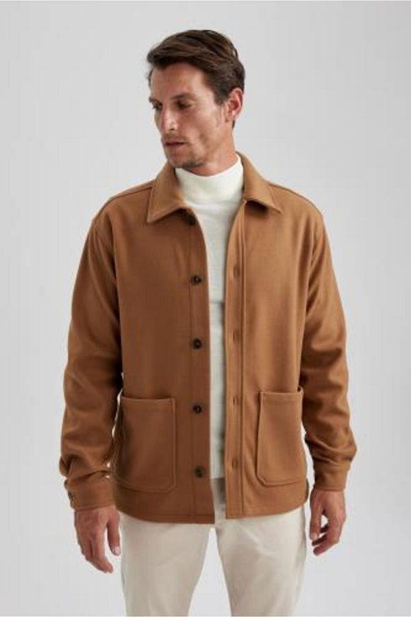 Defacto Relax Fit Polo Neck Wool Look Long Sleeve Shirt Jacket