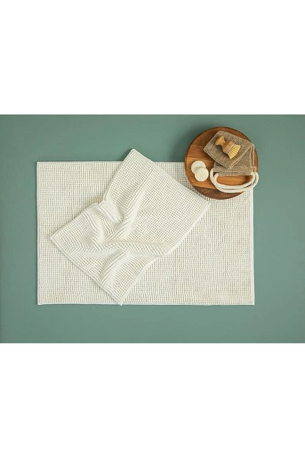 English Home-Σετ πατάκι μπάνιου Paige Pasta - 60x90 + 40x60 εκ. εκρού 1