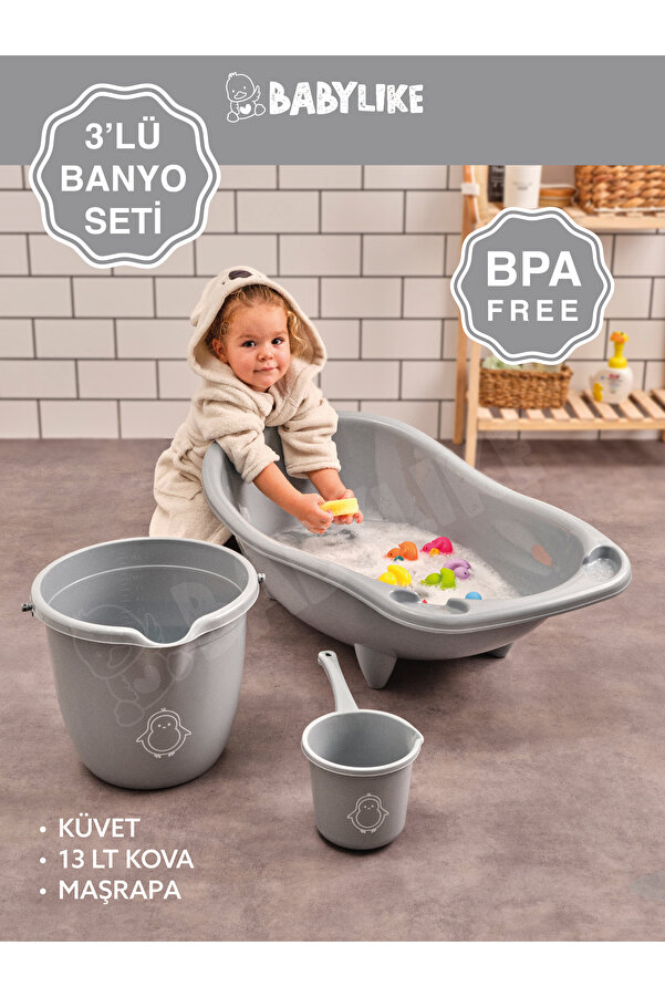 Babylike 3'lü Yenidoğan&bebek&çocuk Seti- Küvet Kova Maşrapa