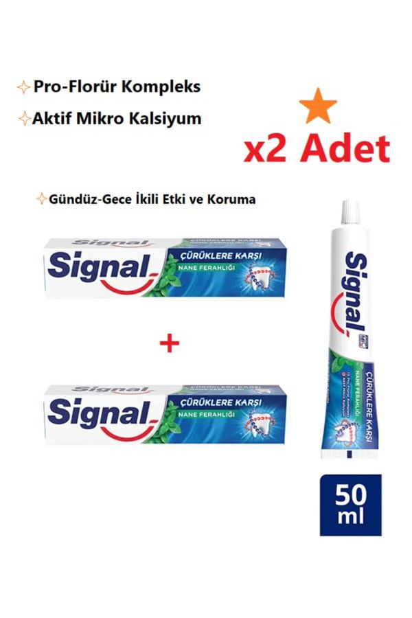 Signal-معجون أسنان بالنعناع المنعش ضد التسوس 50 مل × 2 1