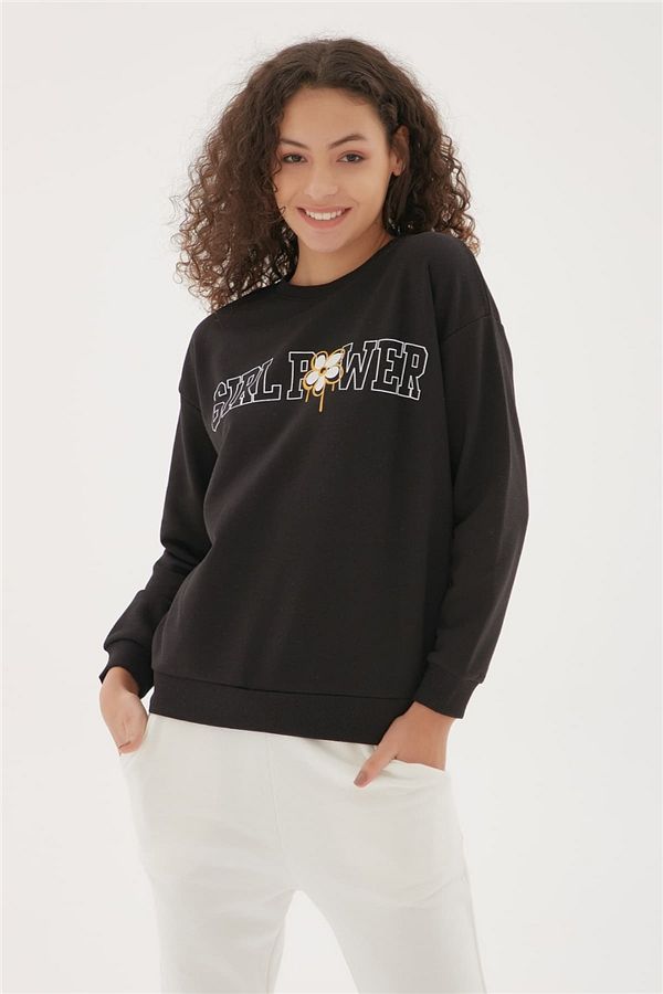 Fashion Friends Printed Sweatshirt Black Black Trendyol
