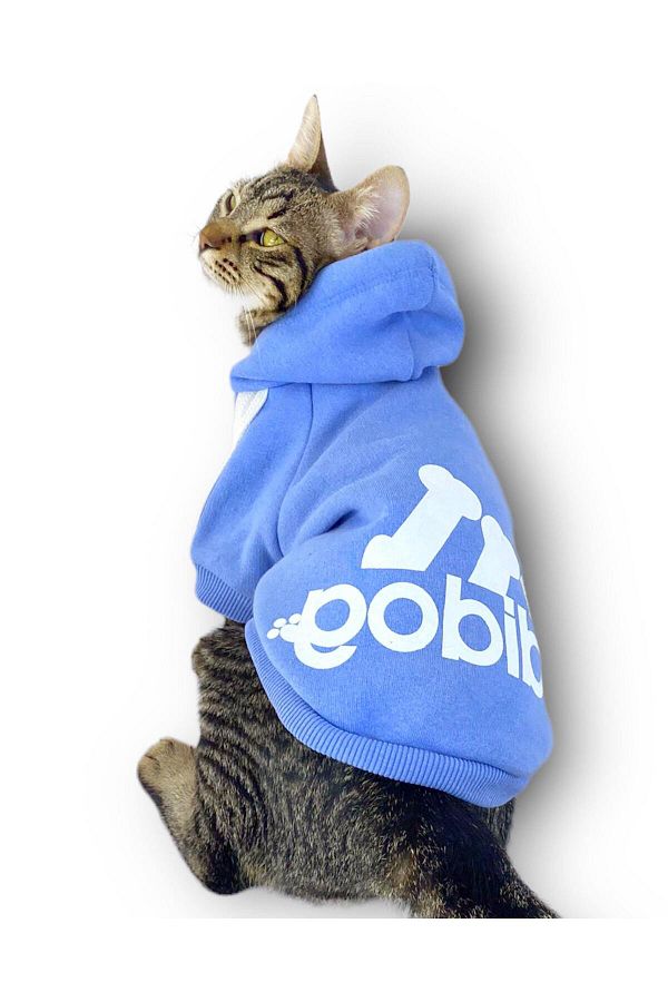 Kemique Baby Blue Adidog Hooded Cat Sweatshirt Cat Sweater Trendyol