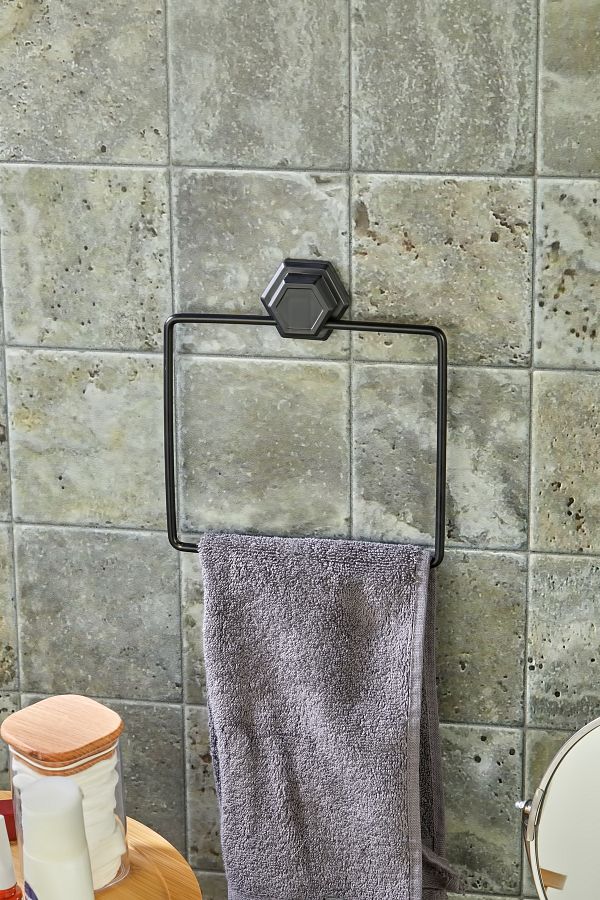 FBZhome-Adhesive Square Black Towel Holder Rack Bathroom Organizer 1