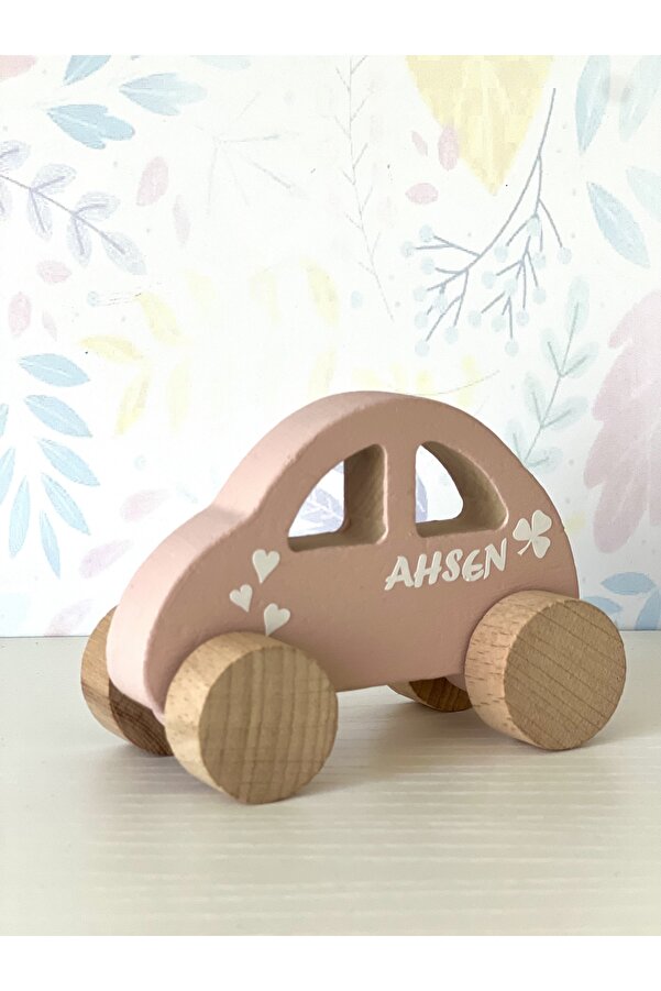 mogokids Kişiye özel renkli isimli oyuncak ahşap araba dekor ve hediyelik