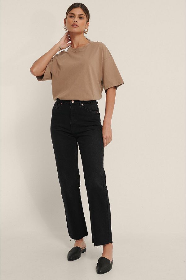 High waisted raw hem jeans on sale