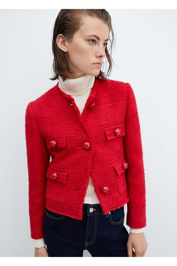 MANGO Woman-Tweed Pocket Jacket 1