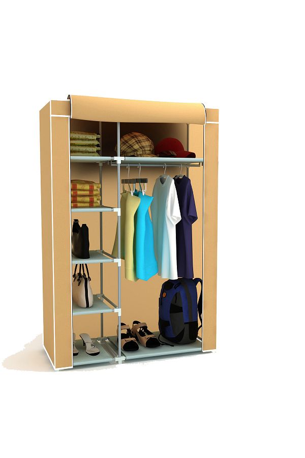HOLTECH-Cloth Wardrobe with Hanger and Shelf Fabric Wardrobe 1