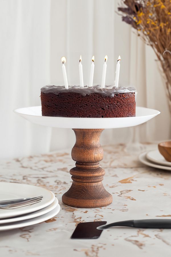 Cintika Blanca White 25 Cm Cake Presentation Plate with Wooden Legs Cake Presentation Footed Presenter Cake Plate Trendyol