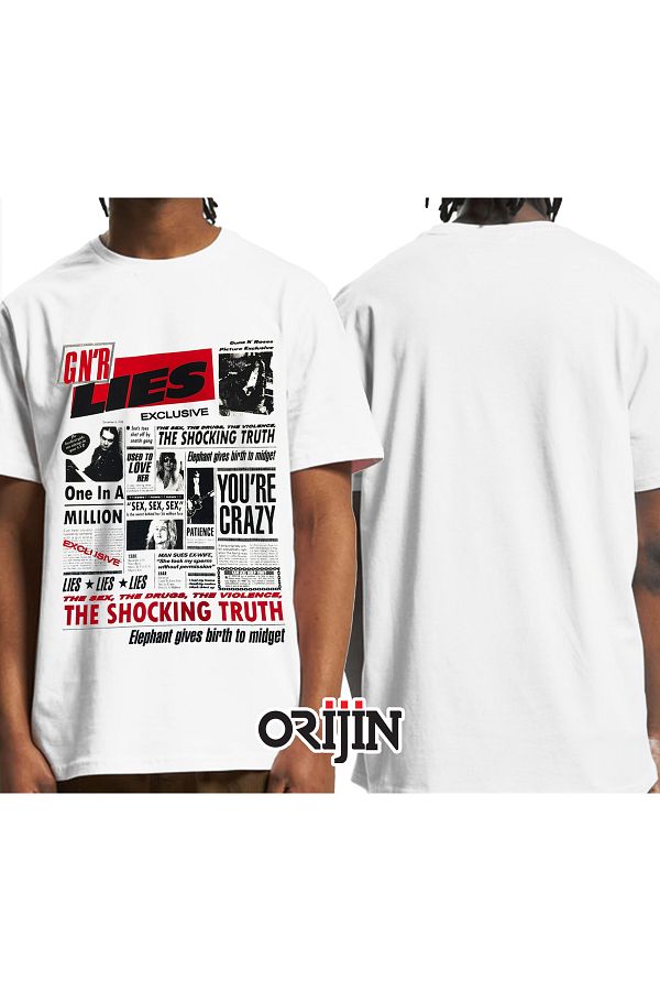 Orijin Tekstil Guns N Roses Lies Exclusive Printed Unisex White T shirt Trendyol
