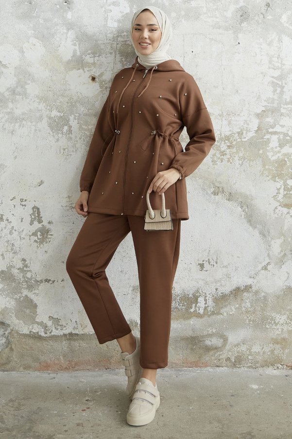InStyle Ariesa Stone Tunnel Lace Scuba Suit - Bitter Brown