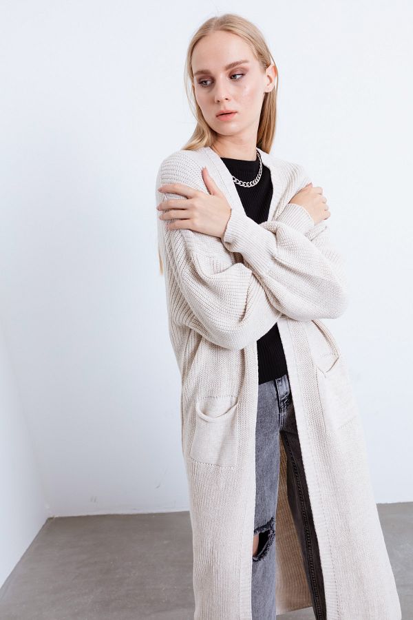 Balloon sleeve long cardigan hotsell