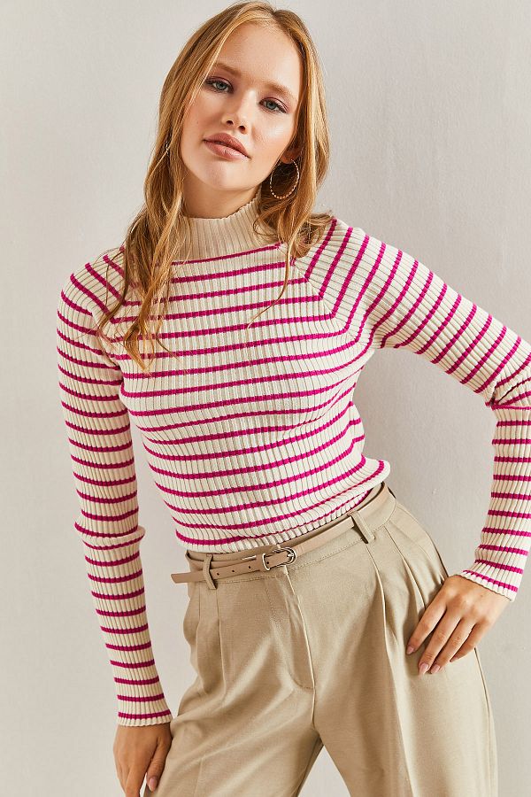 Striped turtleneck sweater women's online