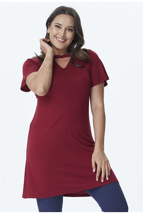 MYLİNE-Neck Detailed Jersey Tunic 1