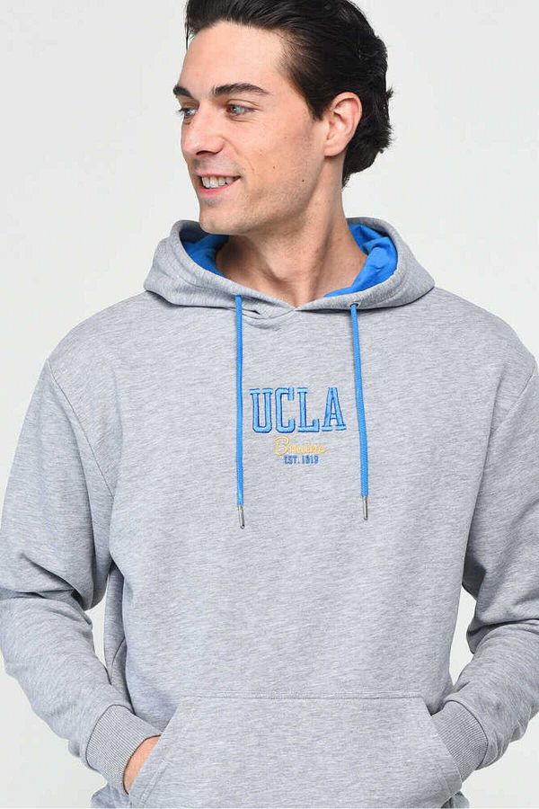Ucla Garber Gray Unisex Hooded Embroidered Sweatshirt Trendyol