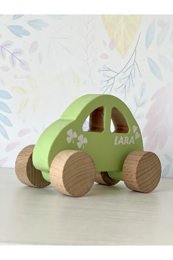 mogokids Kişiye özel renkli isimli oyuncak ahşap araba dekor ve hediyelik
