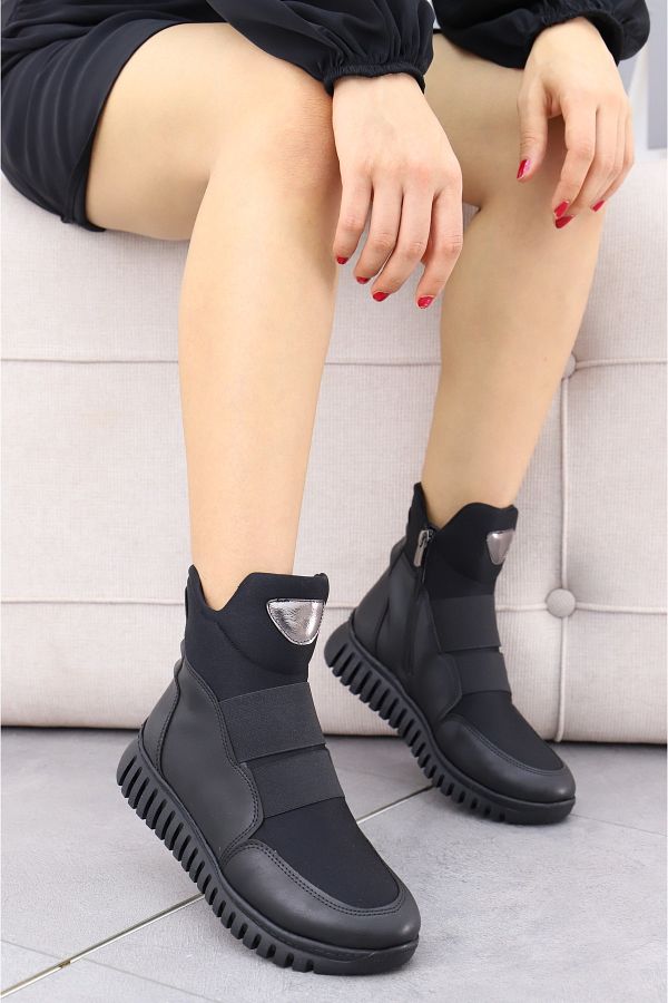 Madam Tarz Non Slip Flat Bottom Zippered Rubber Detailed Winter Boots Trendyol