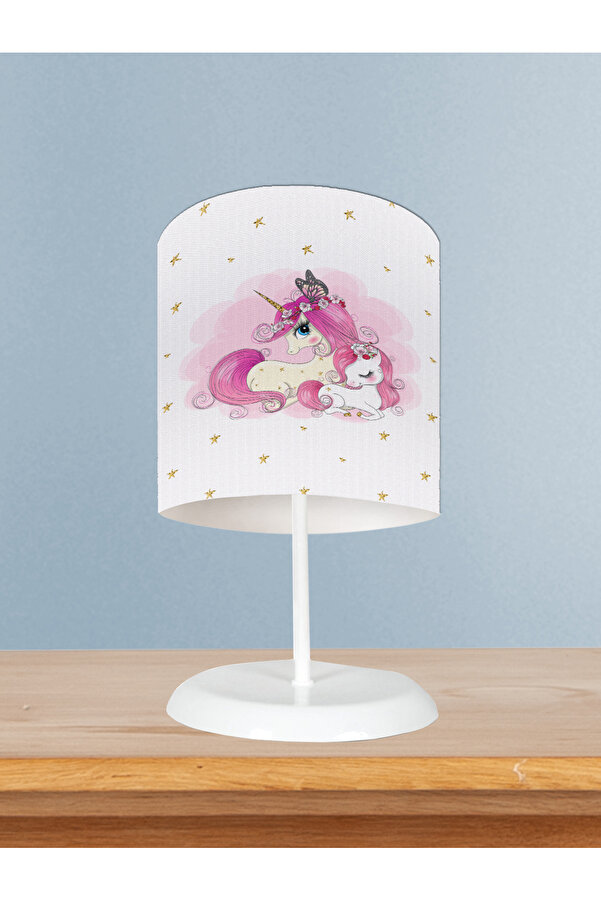 MEKTA HOME BEBEK VE ÇOCUK ODASI Yıldızlı Unicorn Desenli Abajur