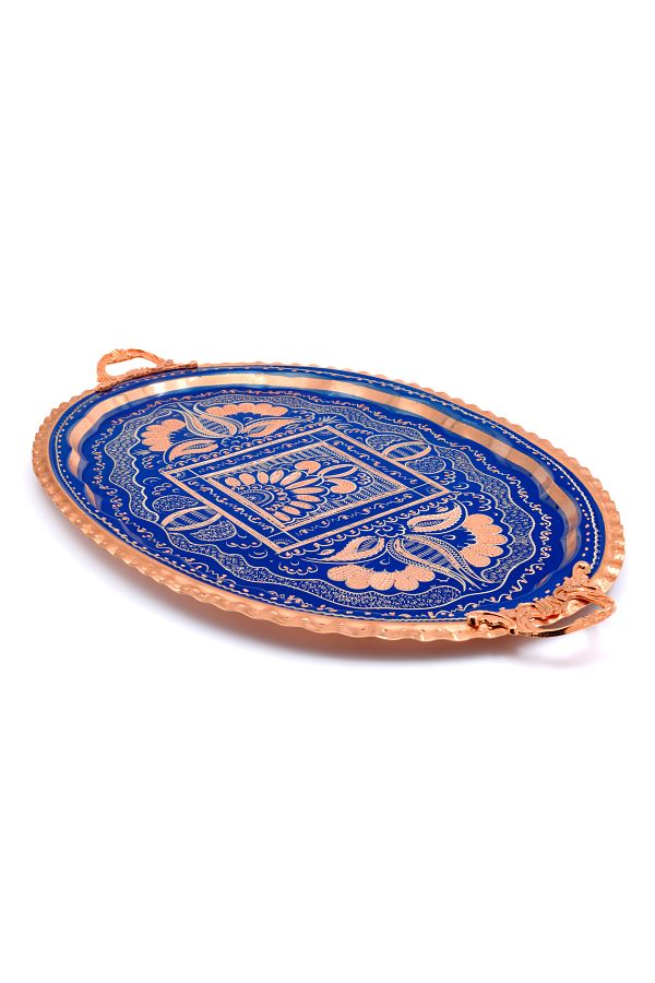 ERİZA-23X34 cm Ovale, Non-Dirty, Thick Copper Tea & Coffee Presentation Tray 1