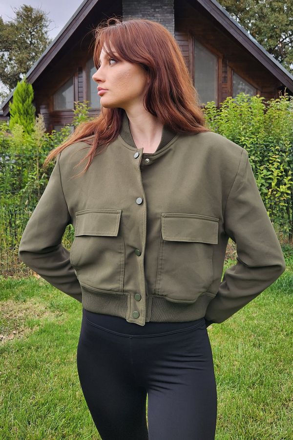 Short khaki jacket womens 2025