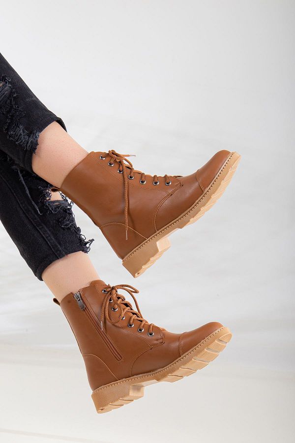 Tan flat boots women's clearance