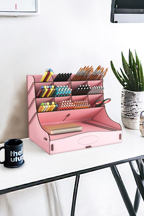 Mingitav-Chamber 12 Compartment Large Size A4 Document Shelf - Pen Holder and Desktop Organizer with Drawer 1