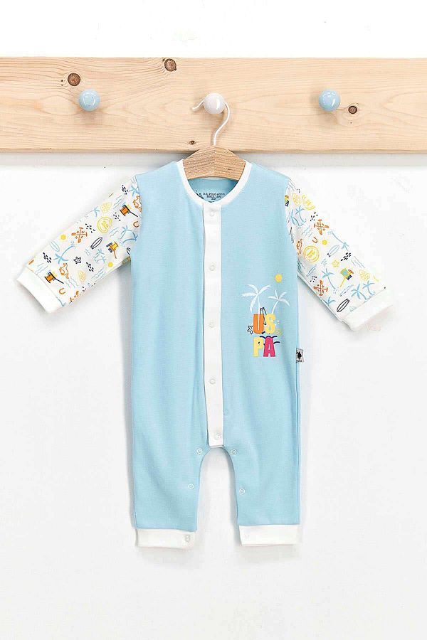 U.S. Polo Assn. Baby Boy Blue Jumpsuit Usb253 Trendyol