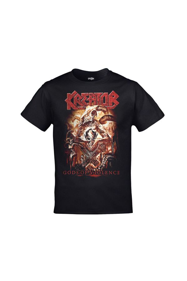 Orijin Tekstil-Tricou negru unisex cu imprimeu Kreator Gods Of Violence 1
