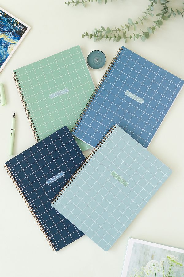Matt Notebook-A4 Spiral School Notebook 80 sheets Set of 4 - Checkered 1