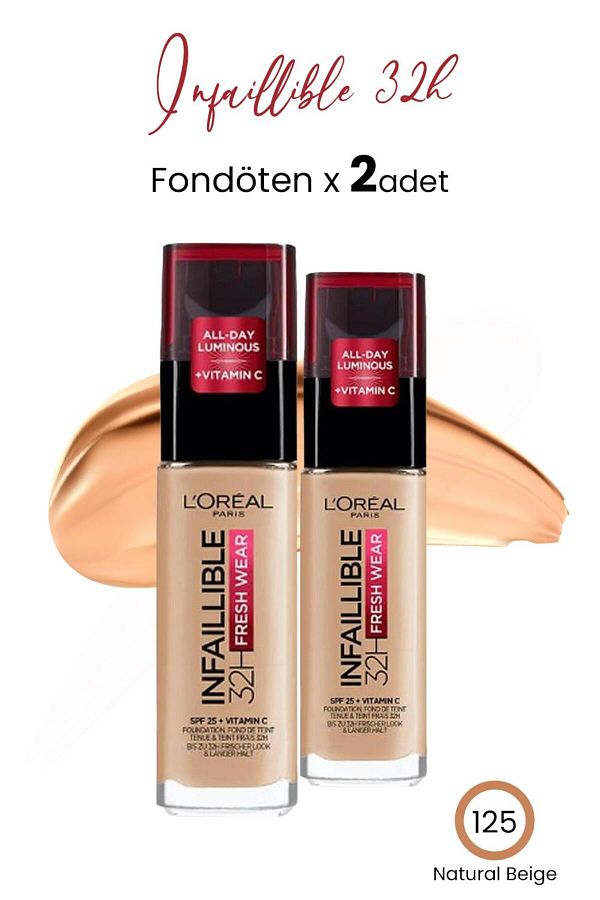 L'Oreal Paris-Loreal Paris Infaillible 32H Fresh Wear Foundation 125 Natural Beige x 2 Pieces 1