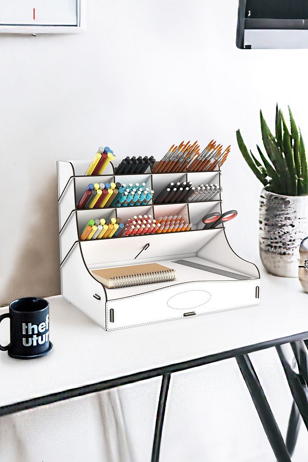 Mingitav-Chamber 12 Compartment Large Size A4 Document Shelf - Pen Holder and Desktop Organizer with Drawer 1