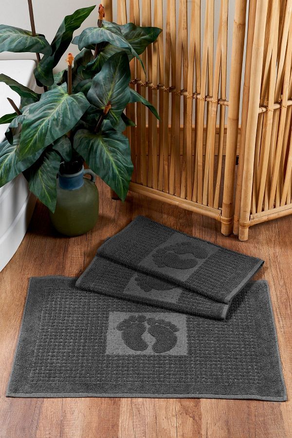 TABEA HOME-Anthracite Foot Towel-Mop Set of 3, 780gr. 1