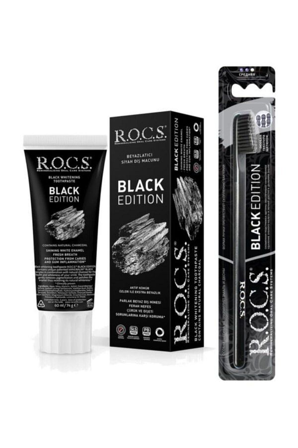 R.O.C.S.-Rocs Black Edition Charcoal Whitening Toothpaste and Toothbrush 1