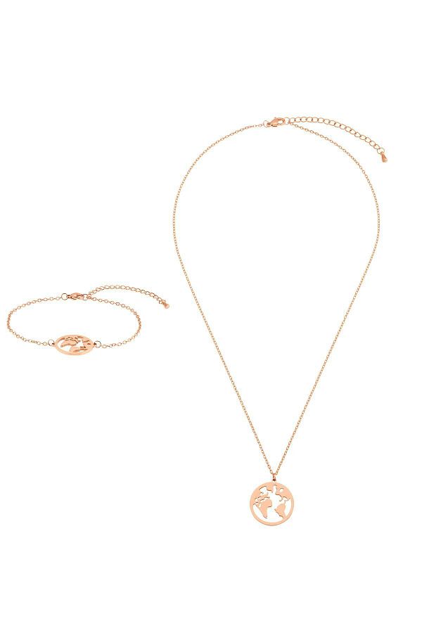 Heideman-Schmuckset Frauen Mit Armband Und Halskette Set Weltkarte Silberfarben Basic 1