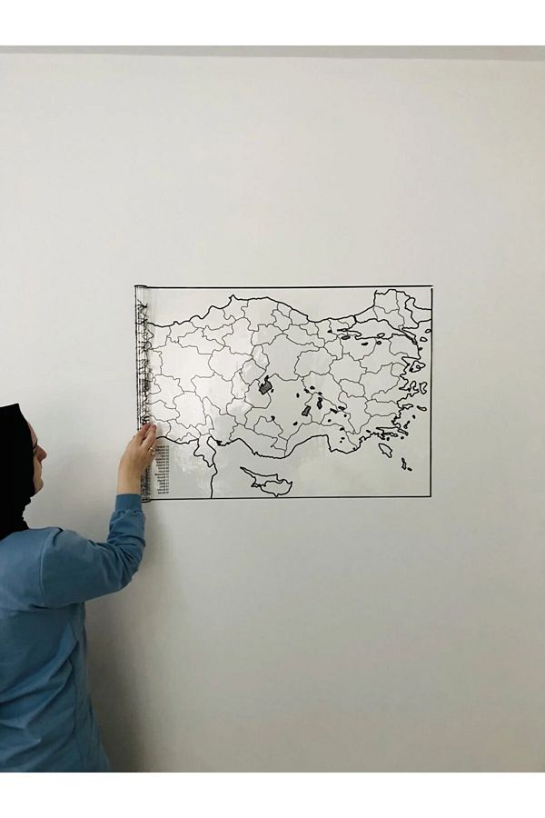 Tutunabilir Kağıt-110X56Cm Turkey Map - Static Smart, Transparent Paper, Pen Non-Adhesive Holding Board 1