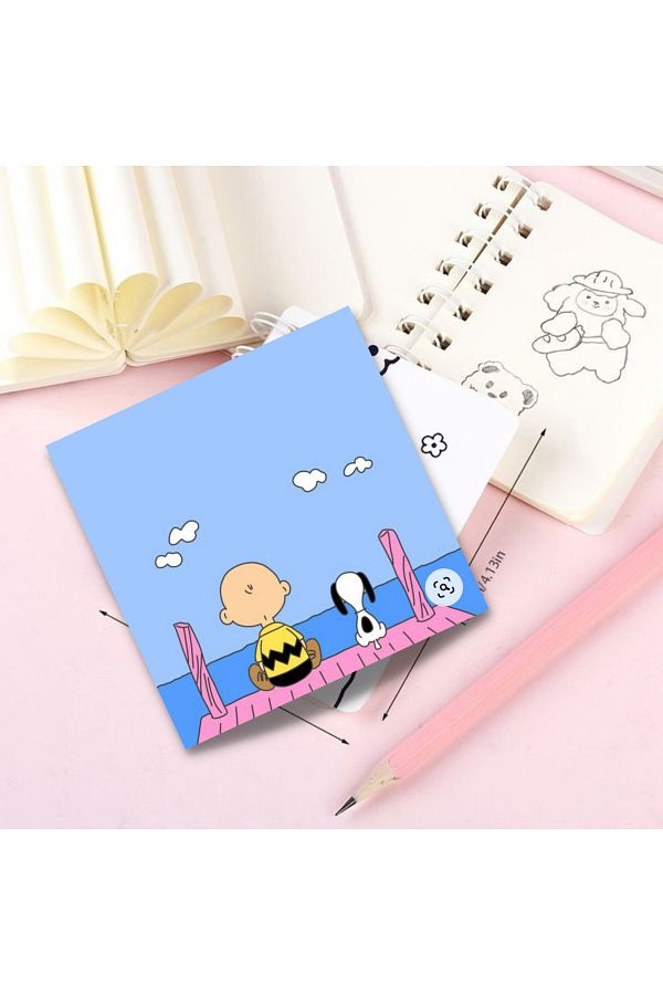 PastelSanat-Snoopy Peanuts Cartoon Memopad Notepad Notepad Memo Pad To do List 10x10 cm 1