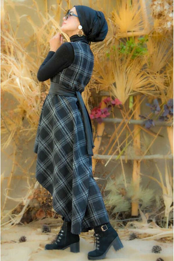 Gray plaid vest store