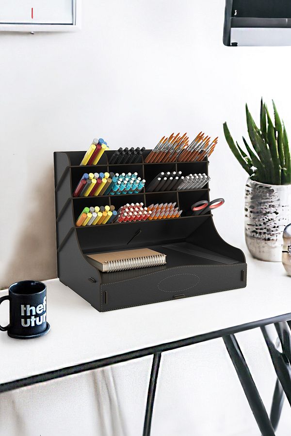 Mingitav-Chamber 12 Compartment Large Size A4 Document Shelf - Pen Holder and Desktop Organizer with Drawer 1